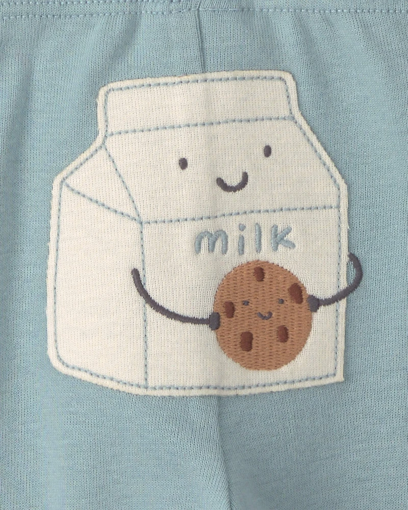 Baby Boy 3-Piece Milk & Cookies Long-Sleeve Bodysuit & Pant Set - Blue/Cream