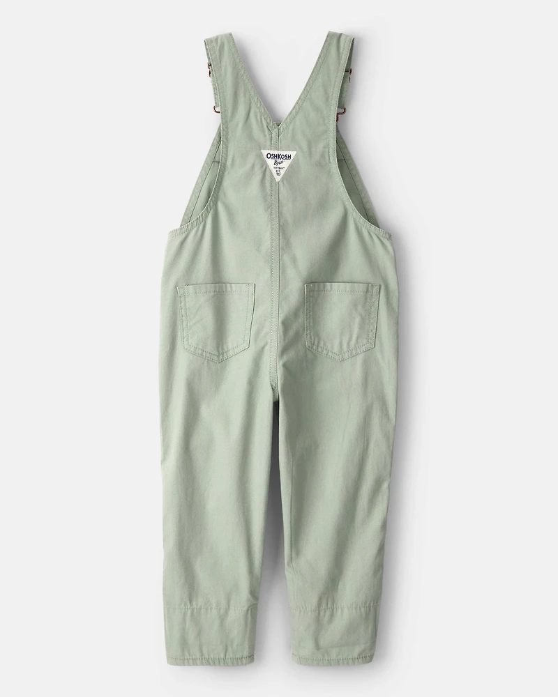 Toddler Girl Butterfly-Lined Canvas Overalls - Green