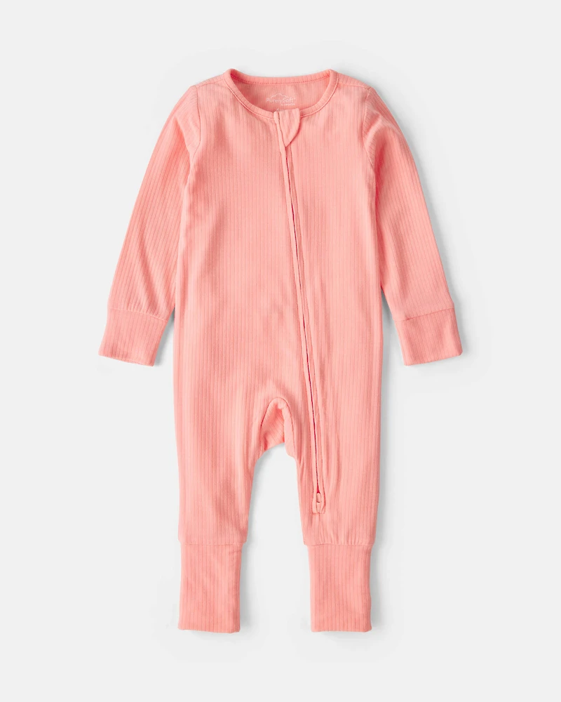 Baby Girl PurelySoft™ 2-Way Zip Sleep & Play Pajamas - Coral