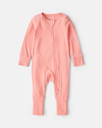 Baby Girl PurelySoft™ 2-Way Zip Sleep & Play Pajamas - Coral