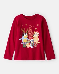 Girls Christmas Bluey™ Long-Sleeve Graphic Tee - Red