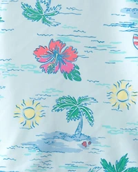 Toddler Girl 2-Piece Tropical Beach Rashguard Swimsuit Set - Blue/Purple