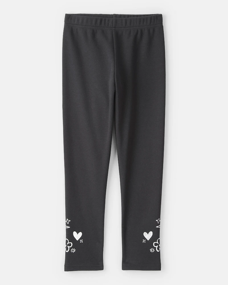 Girls Pull-On Stretch Cozy Leggings - Black