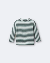 Toddler Striped Long-Sleeve Relaxed Tee - Green/Heather Grey