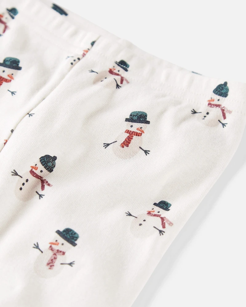 Baby Organic Cotton Snowman Print Pajamas