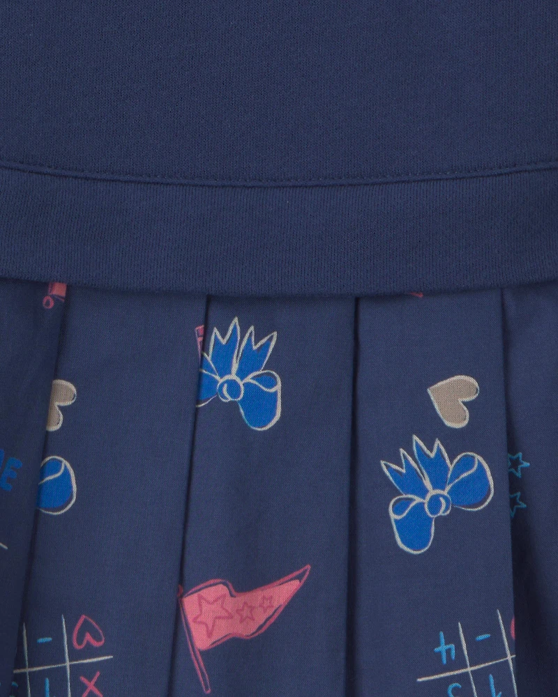 Girls School Spirit French Terry Layering Dress - Navy Blue
