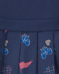 Girls School Spirit French Terry Layering Dress - Navy Blue
