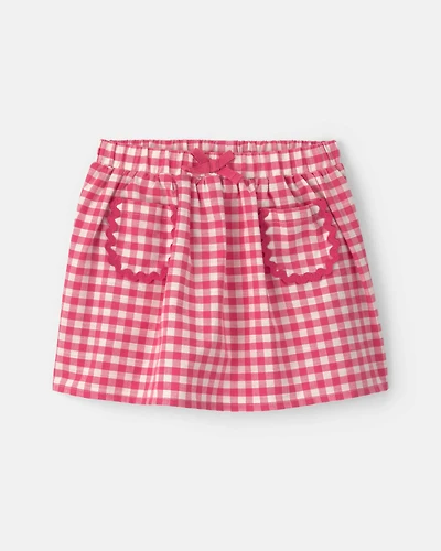 Toddler Girl Gingham Skort - Red
