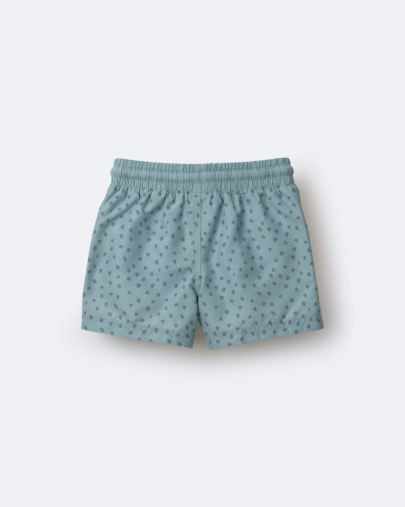 Toddler Boy Swim Trunk in Dot Print - Pale Blue
