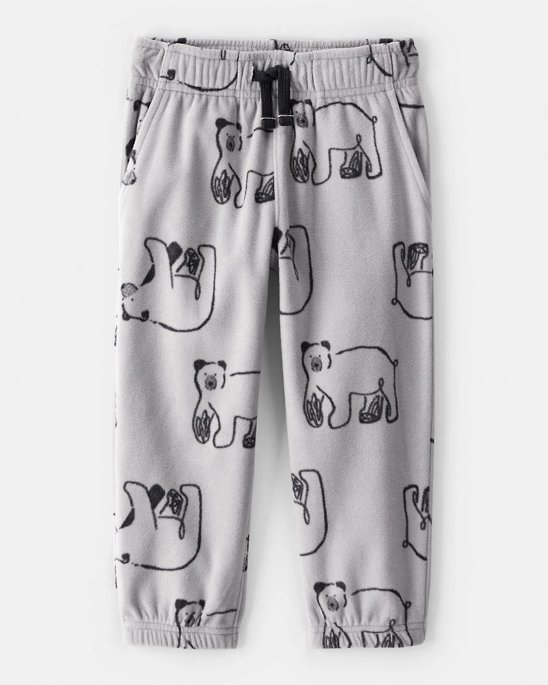 Toddler Boy Polar Bear Fleece Joggers - Grey