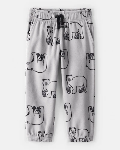 Toddler Boy Polar Bear Fleece Joggers - Grey