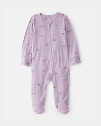 Baby Girl Fairytale 2-Way Zip PurelySoft Footie Sleep & Play Pajama - Purple