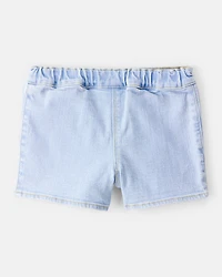 Toddler Girl 2-Piece Button-Up Sleeveless Vest & Embroidered Denim Skort Set - Cream/Blue