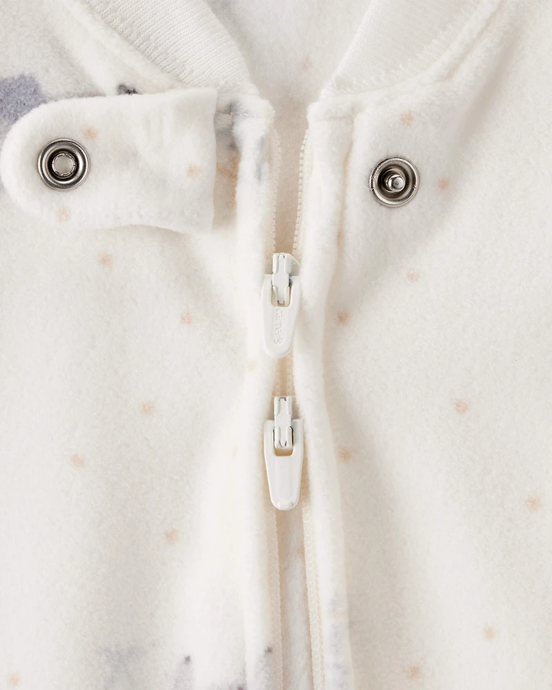 Baby Elephant Print Long-Sleeve Wearable Blanket - White