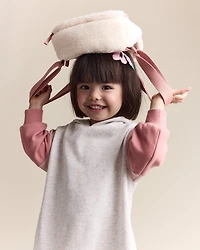 Heart Sherpa Backpack - Cream/Pink