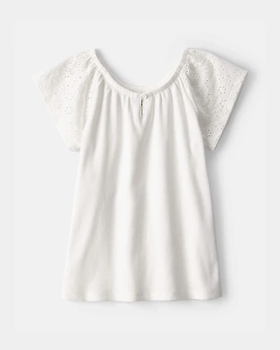 Girls Eyelet Top - White