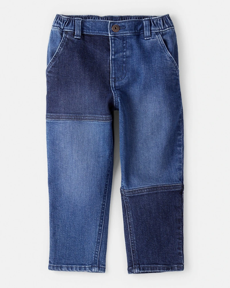 Toddler Boy Dark Wash Patchwork Jeans