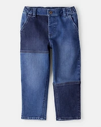 Toddler Boy Dark Wash Patchwork Jeans
