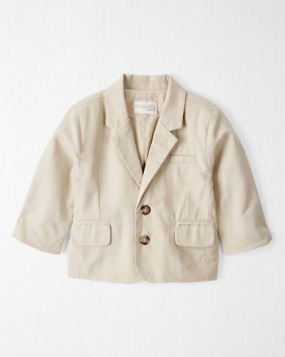 Baby Linen Blazer Made with Organic Cotton - Khaki