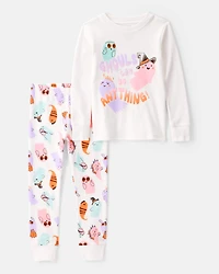 Toddler Girl 2-Piece "Ghouls Can Be Anything" Halloween 100% Snug Fit Cotton Pajamas - Ivory