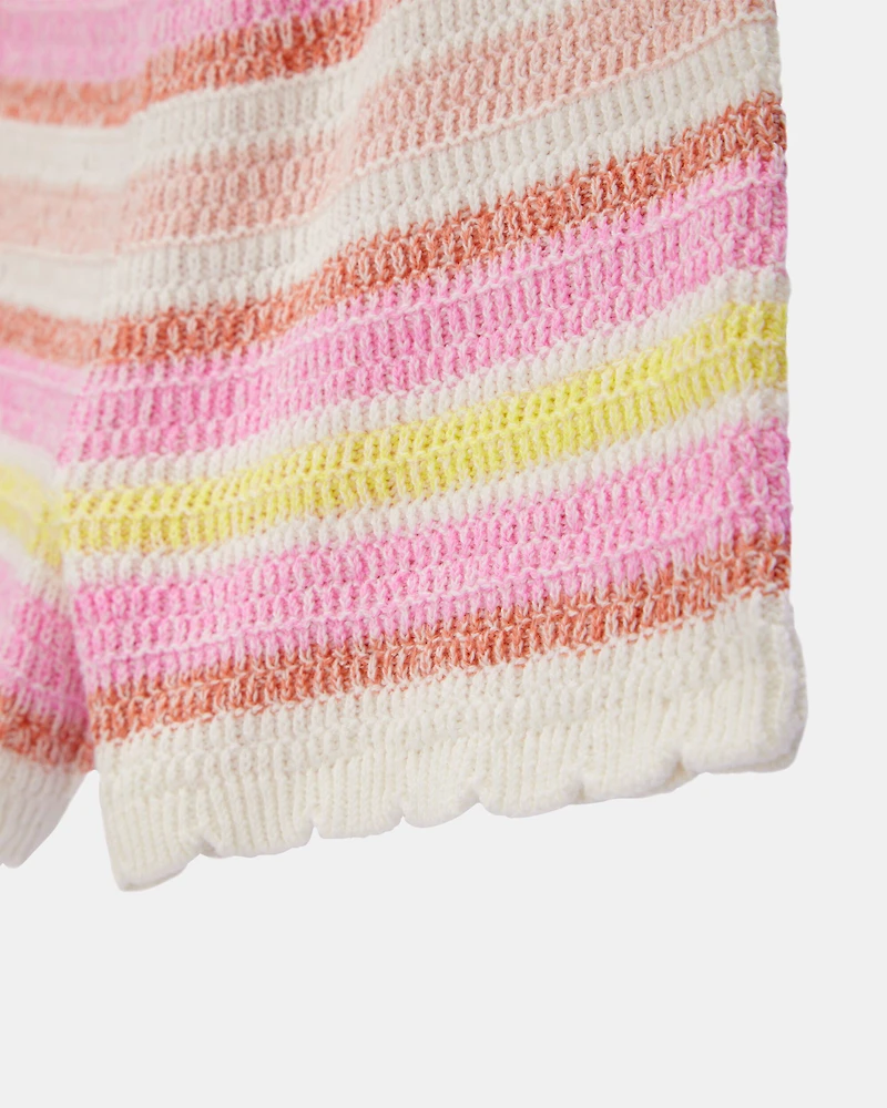 Kid Striped Crotchet Knit Shorts