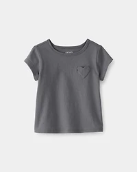 Baby Girl Heart Pocket Top - Grey