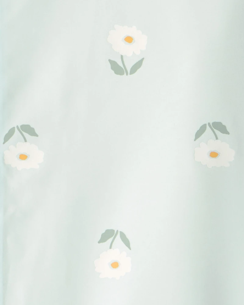 Girls Floral Raincoat - Blue