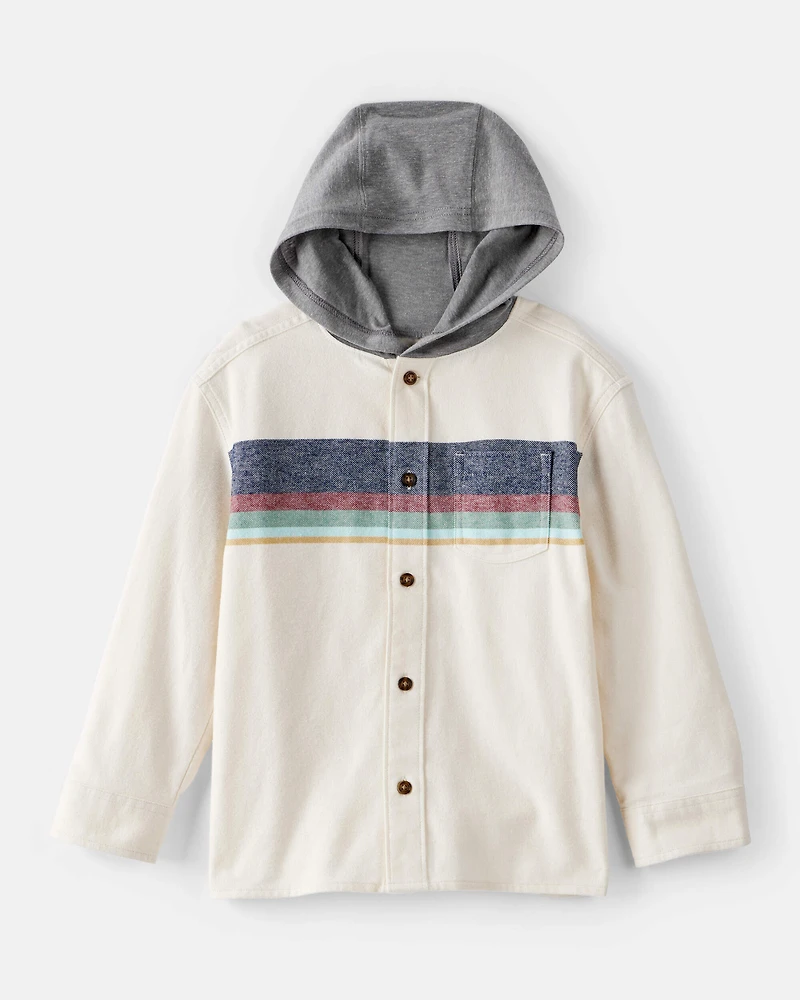 Boys Hooded Button-Down Shirt