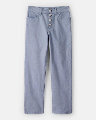 Girls Button-Front Straight Leg Pants - Grey