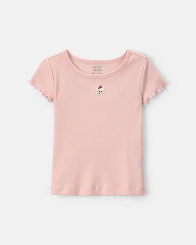 Toddler Girl Dog Rib Top - Pink