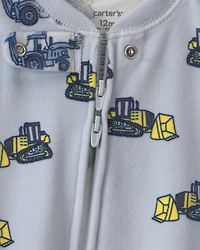 Baby Boy 1-Piece Construction 2-Way Zip DreamPlush Snug Fit Footed Pajama - Blue
