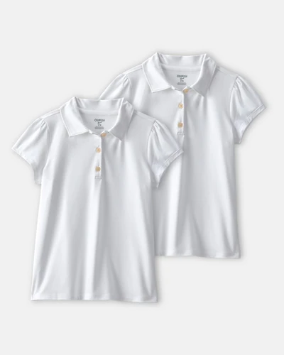 Girls 2-Pack Uniform Active Polo Shirts - White