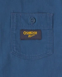 Boys Canvas Short-Sleeve Button-Down Shirt - Navy Blue