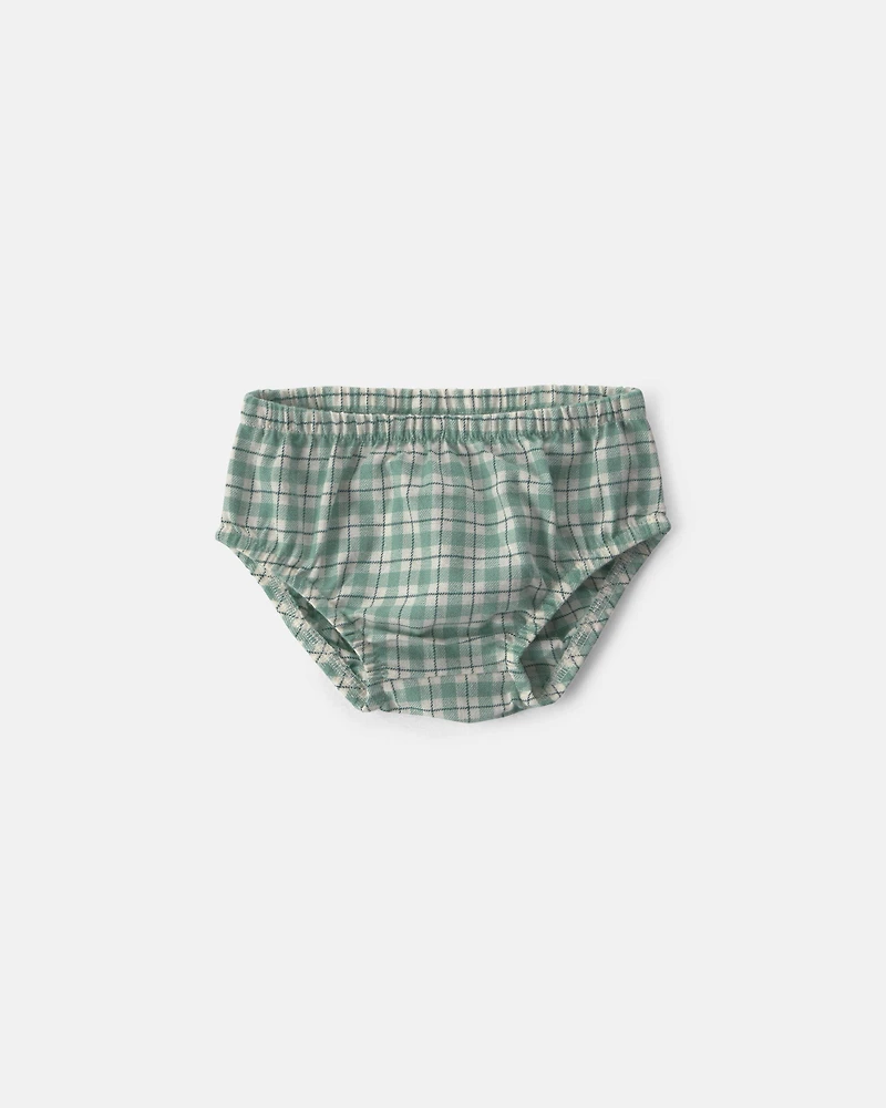 Baby Girl 2-Piece Checkered Flannel Long-Sleeve Dress - Green