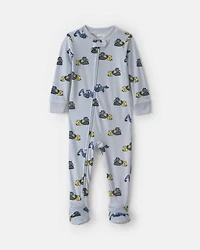 Toddler Boy 1-Piece Construction DreamPlush Snug Fit Footed Pajama - Blue