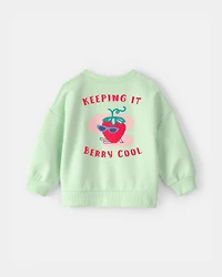 Baby Girl Strawberry French Terry Pullover Sweatshirt - Green