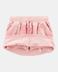 Kid Drawstring Cloud Dye French Terry Skort - Pink