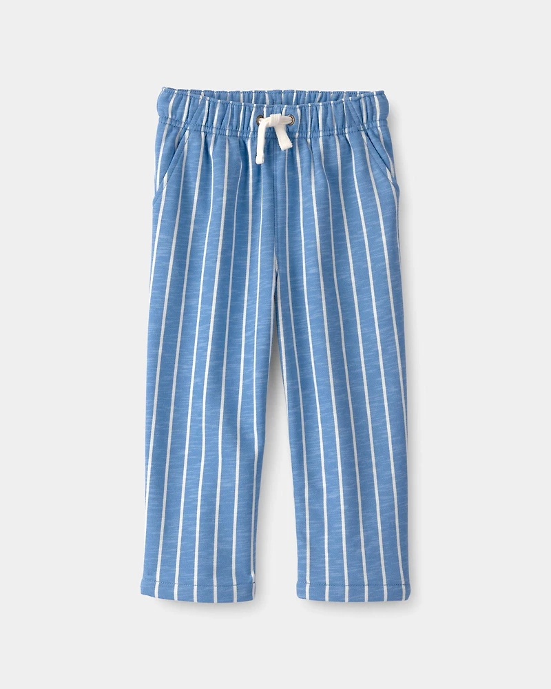 Toddler Boy 2-Piece 'Take It Breezy' French Terry Pullover Sweatshirt & Striped Joggers Set - Green/Blue