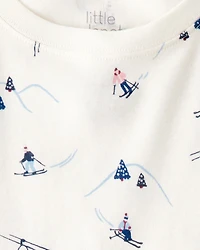 Kid Organic Cotton Pajamas in Snowy Slopes Print