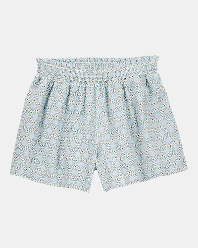 Kid Geo Print Linen Look-Alike Flowy Pull-On Shorts