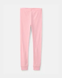 Girls Butterfly Rib Snug Fit 2-Piece Pajama Set - Pink