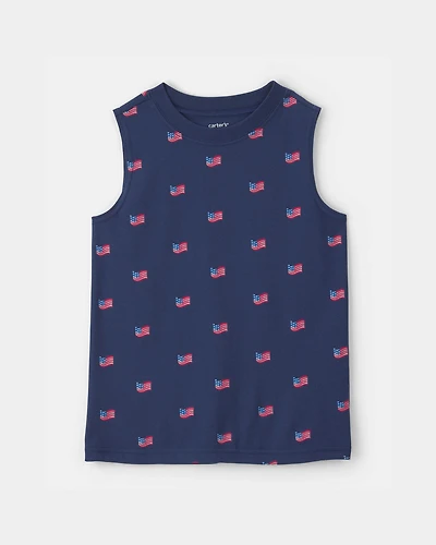Boys American Flag Graphic Tank - Navy Blue