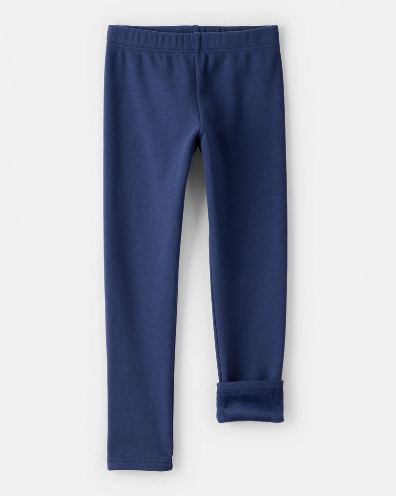 Girls Cozy Fleece Pull-On Stretch Leggings - Blue