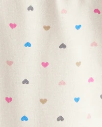 Baby Girl Heart Print Pull-On Stretch Cozy Leggings - Cream