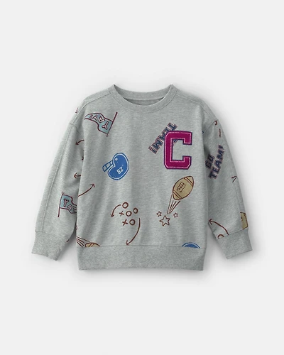 Boys 'Captain' Athlete Pullover Sweatshirt - Grey
