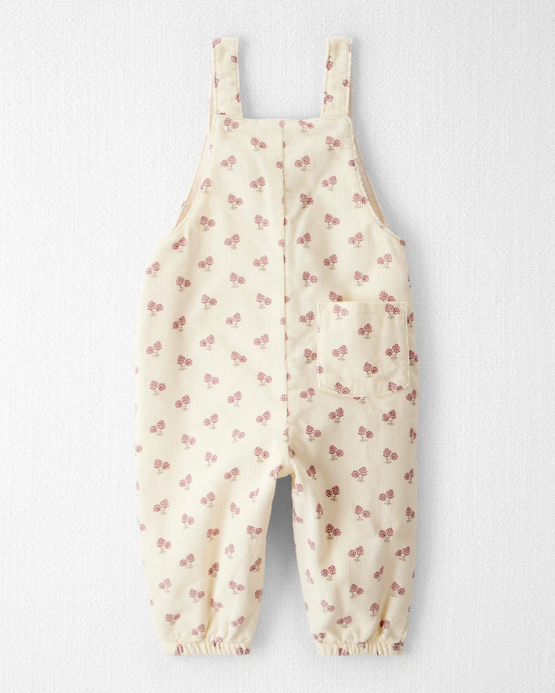 Baby Girl Organic Cotton Corduroy Overalls in Garden Bloom Print