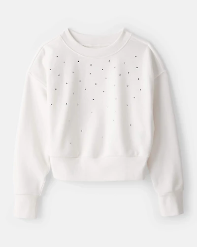 Girls DayDream Fleece Rhinestone Pullover Sweatshirt - Ivory