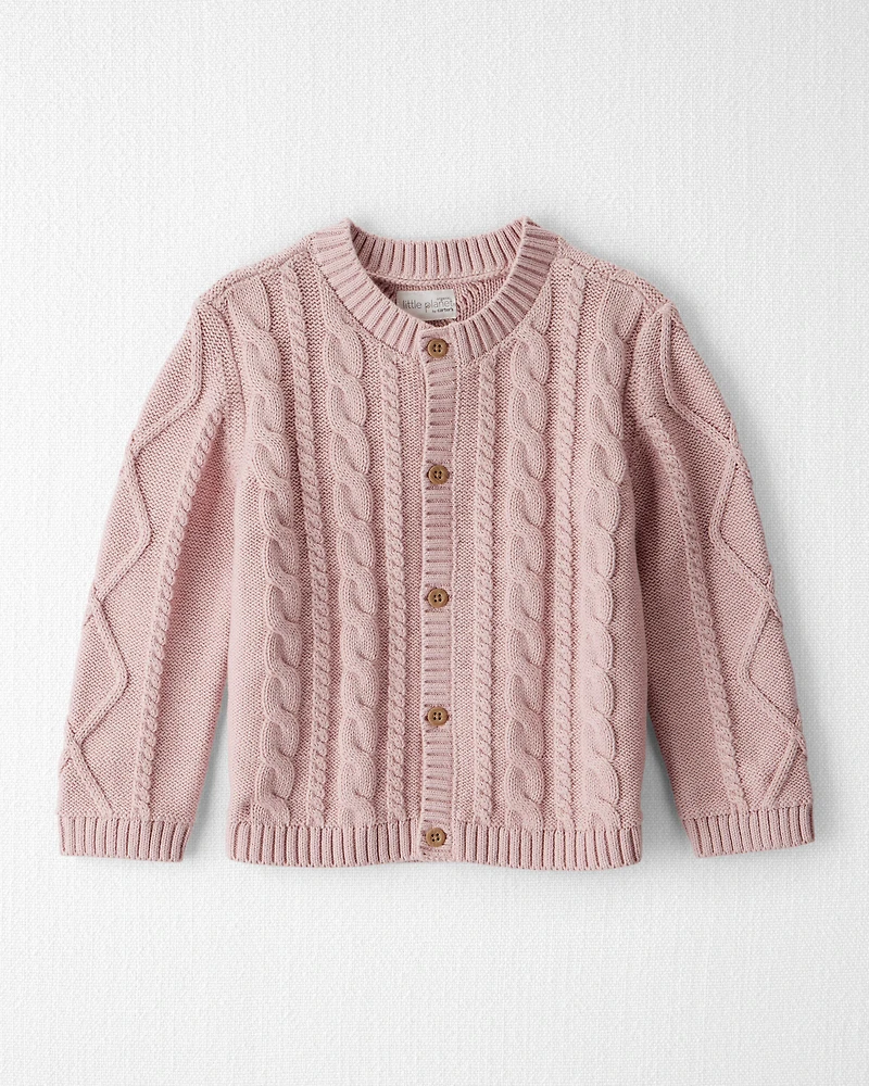 Toddler Girl Organic Cotton Cable Knit Cardigan
