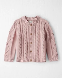 Toddler Girl Organic Cotton Cable Knit Cardigan