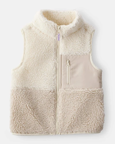 Toddler Girl Sherpa Vest - Cream